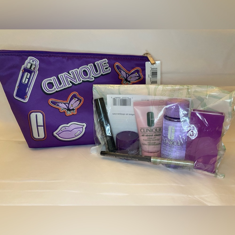 Clinique Cosmetic Bag with Skincare & Makeup
